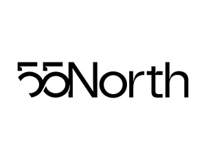 55North logo, black wordmark with mirrored double-5 motif.