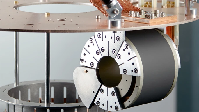 Close up of an open cryostat