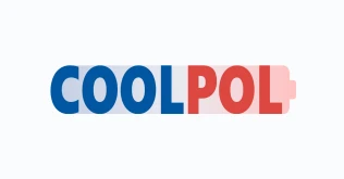 Coolpol project logo: the wordmark Coolpol in blue and red on a rounded bar shape