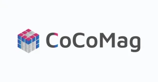 CoCoMag project logo: a stacked-cube icon in pink, blue and grey beside the wordmark CoCoMag