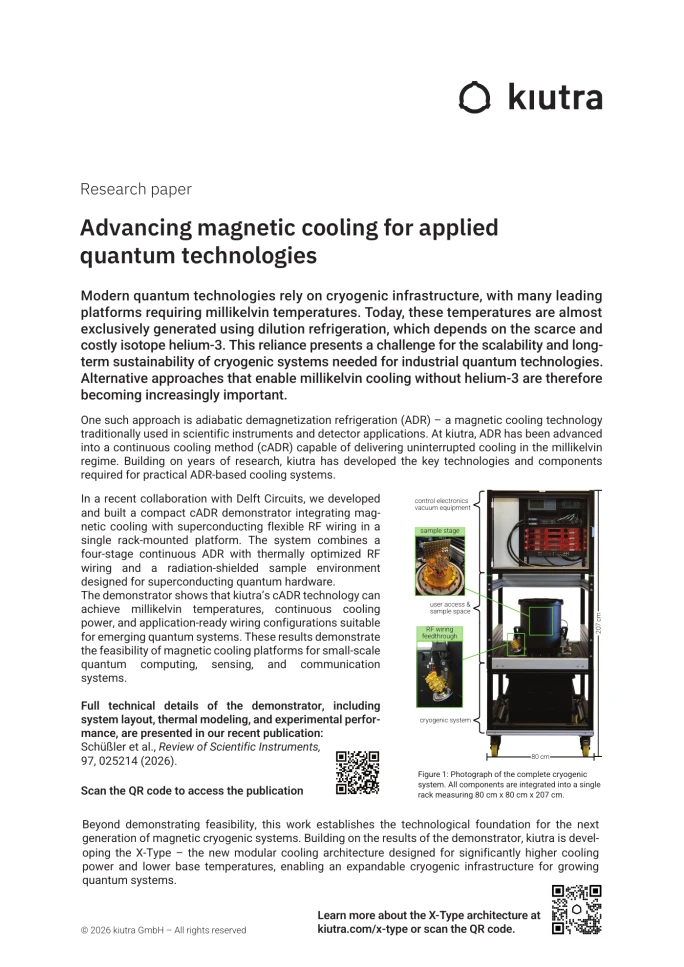 First page of “Advancing magnetic cooling for applied quantum technologies”