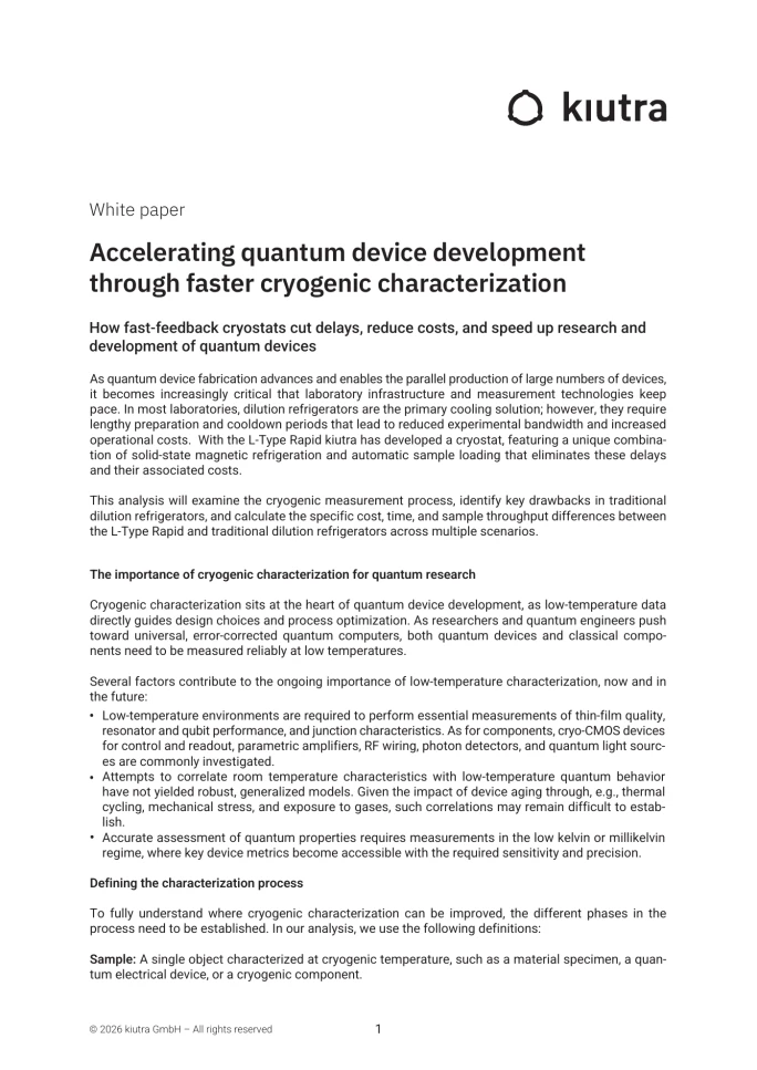 First page of “Characterization white paper”