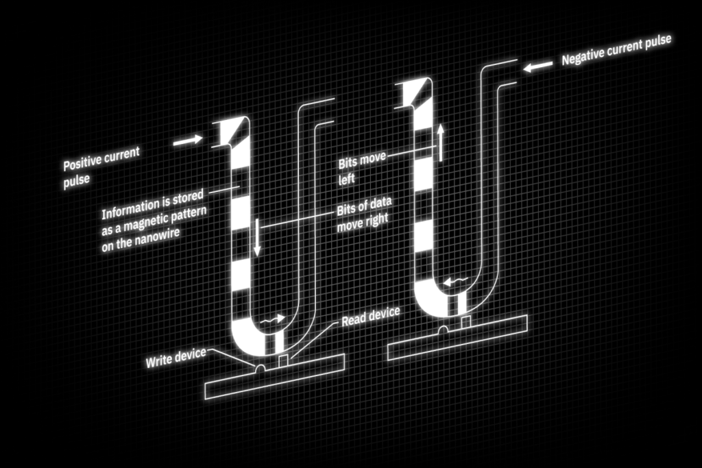 schematid depticion of a race-track memory