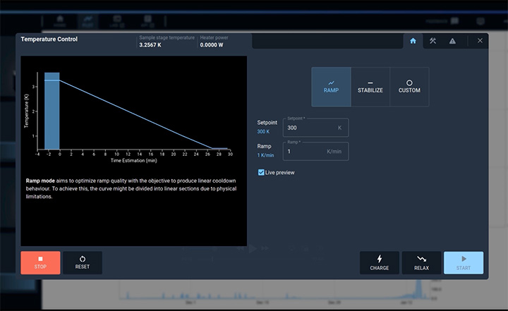 Screenshot of kiutra.io temperature control
