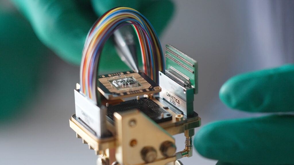 Sample being placed for measurement